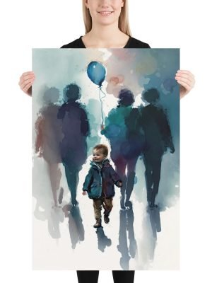 Kid with Adults and Balloon  – Poster