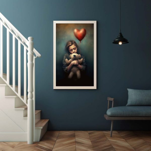 Wall art - Young Girl and Teddy Bear