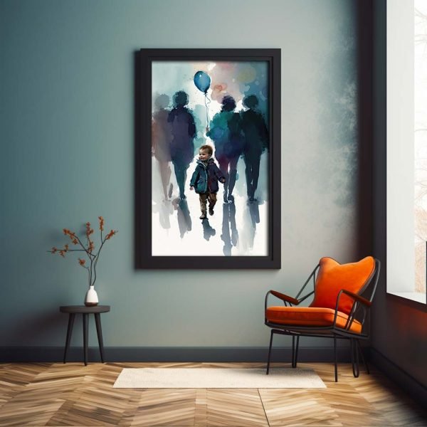 Wall art - Kid with adults and balloon