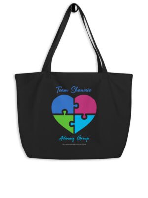 Team Shawnie Puzzle Heart – Large organic tote bag